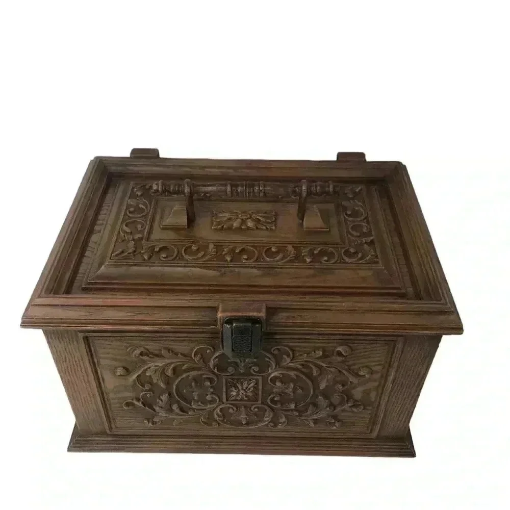 Vintage 1970s Max Klein Sewing Box – Faux Wood Plastic Storage Chest USA Made